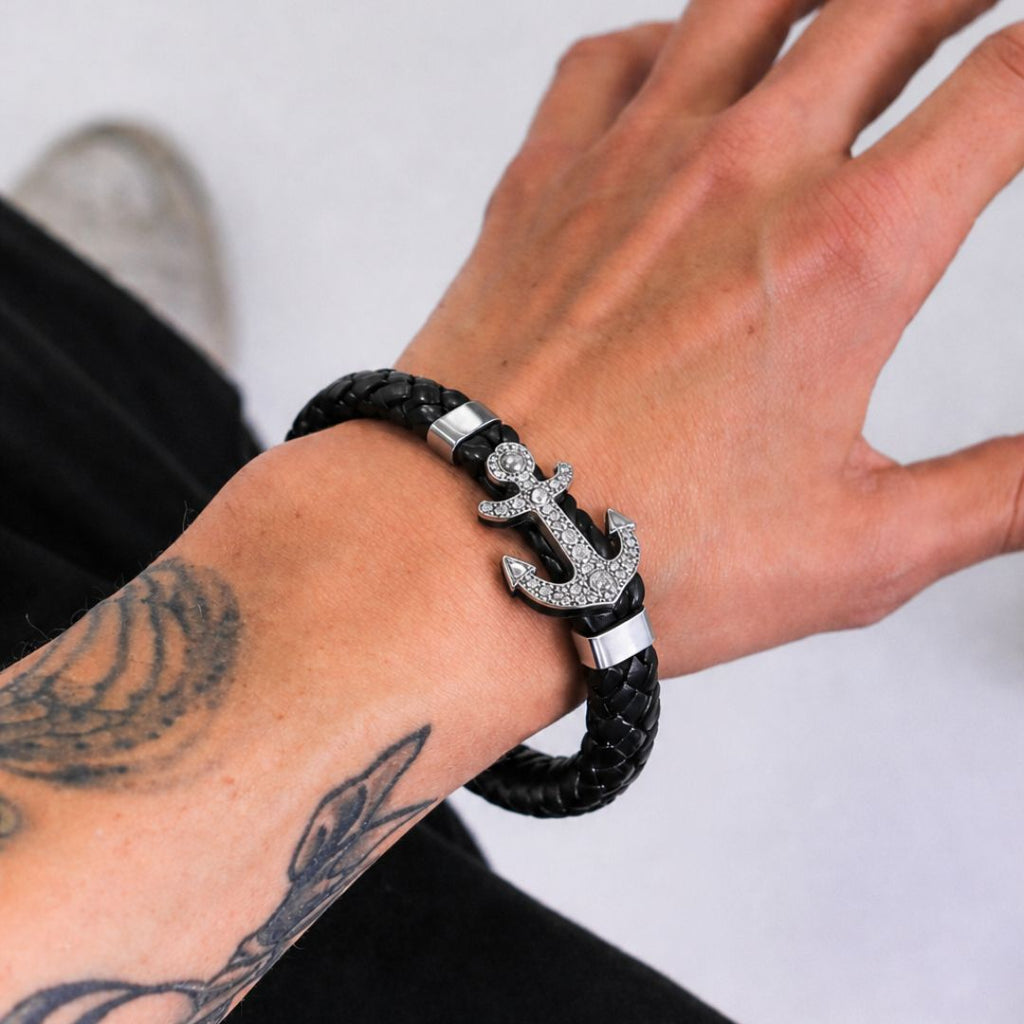 Anchor Leather Bracelet