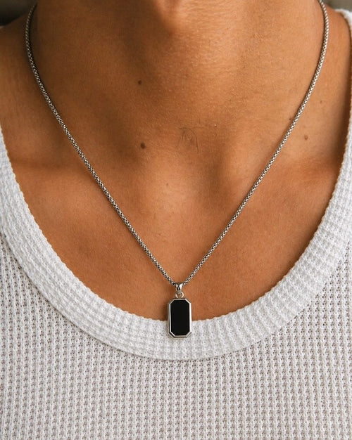 Black Stone Long Pendant