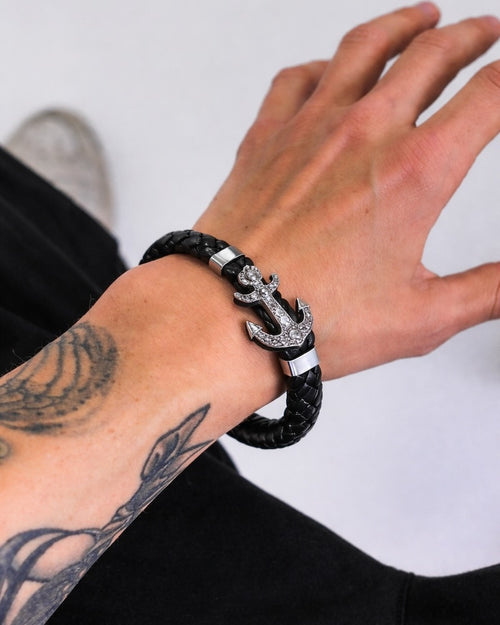 Anchor Leather Bracelet