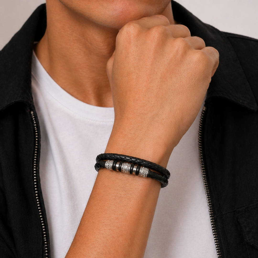 Circles Leather Bracelet